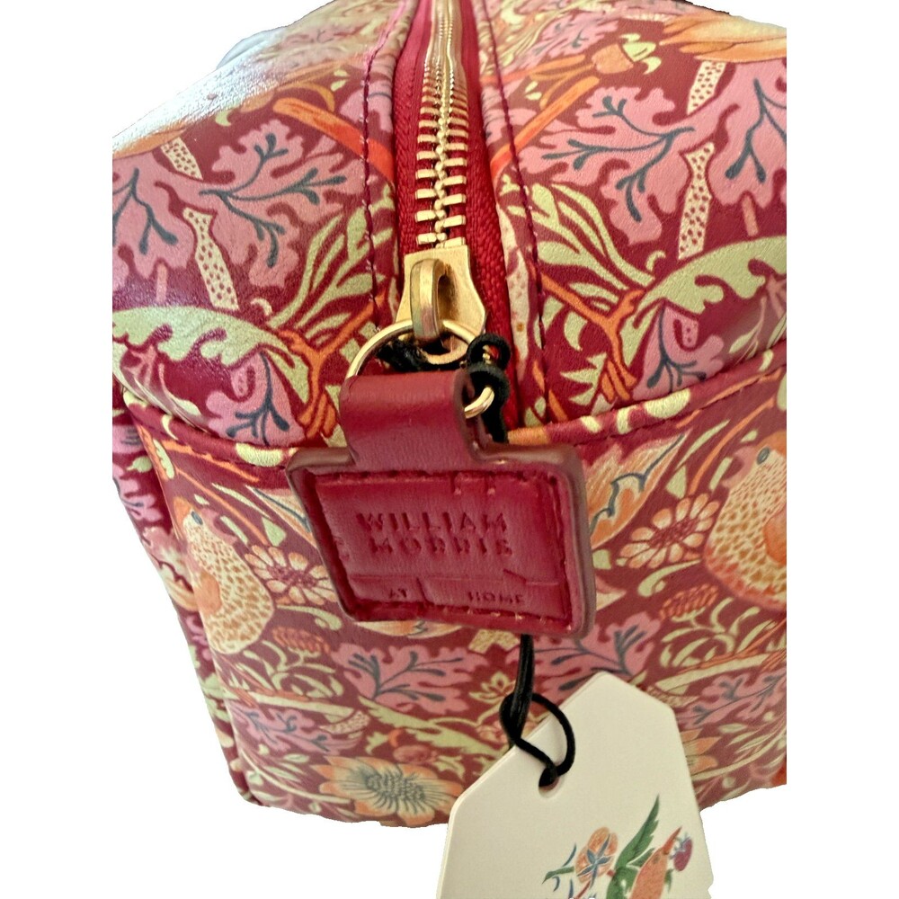 Morris & Co Strawberry Thief Make-up Toiletry Bag Pink Vegan Large Wash Bag 9x6" - Picture 5 of 5